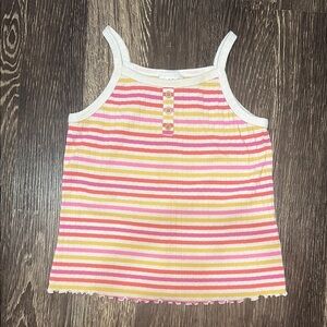 Girls Cat & Jack pink, white, & yellow stripped  tank top size medium